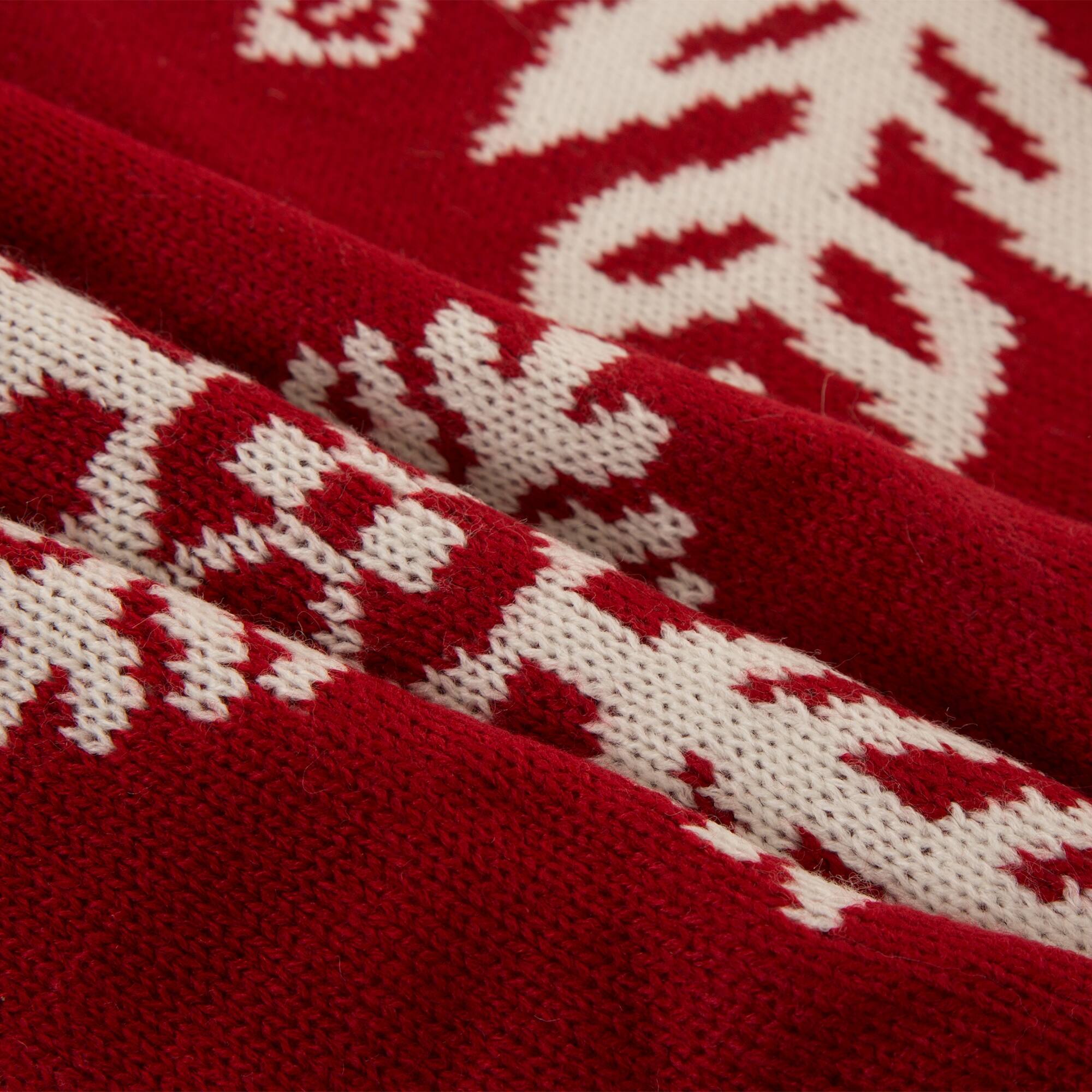 Glitzhome® Knitted Christmas Snowflake Stocking & Tree Skirt Set